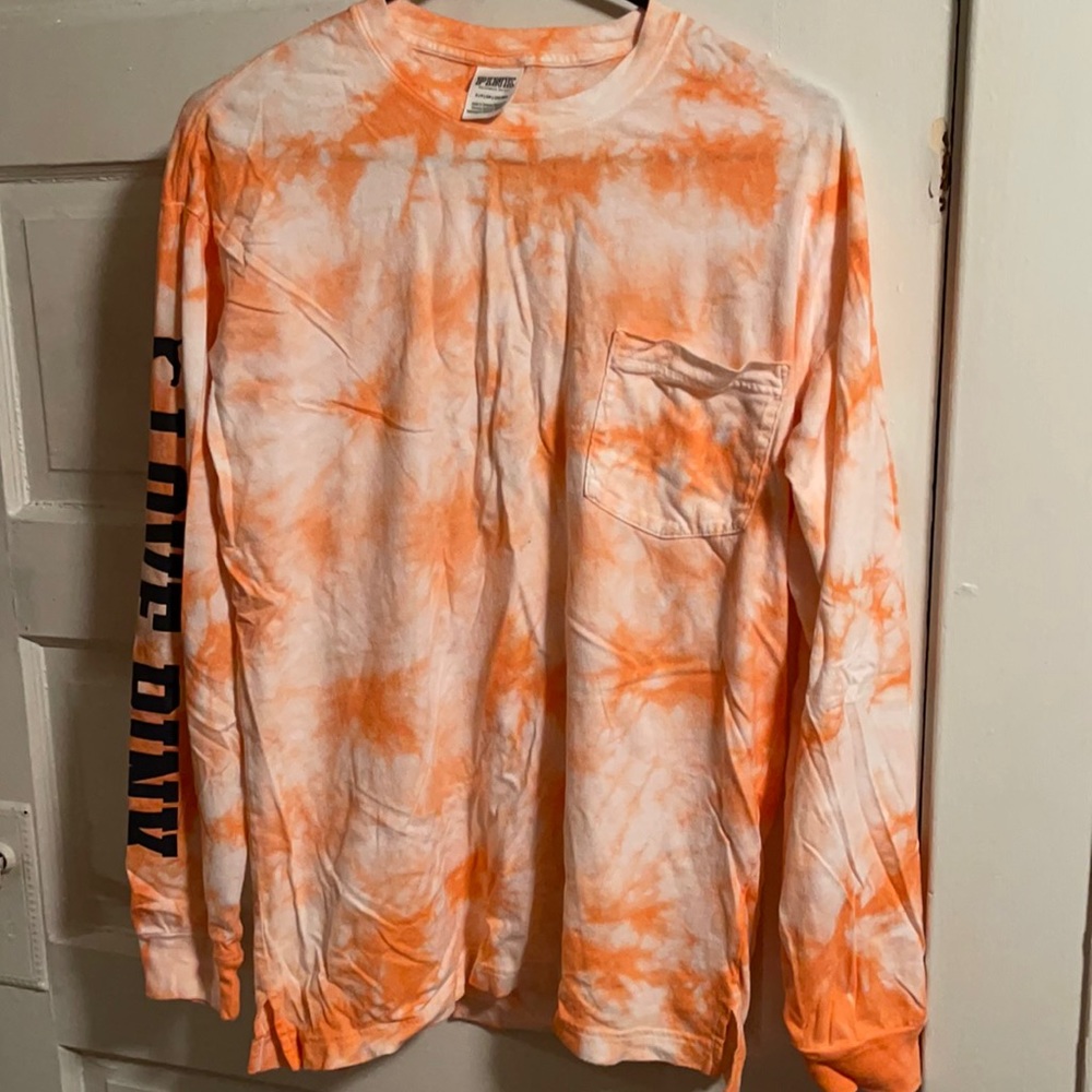 Oversized Long sleeve tee tie dye Pink